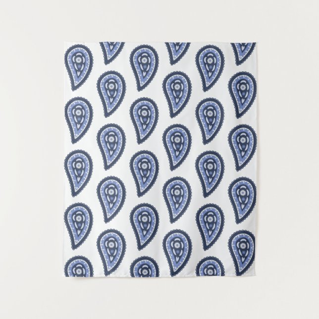 Tapiz Patrón azul paisley (Anverso)