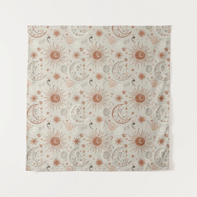 Tapiz Patrón Boho de Sol y Luna (Anverso)
