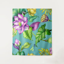 Patrón botánico transparente, Lotus rosa y amarill