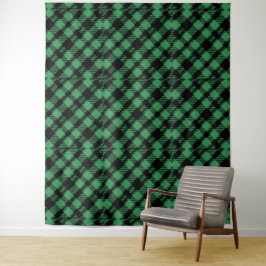 Tapiz Patrón Clásico de Cuadros Verdes Navideños