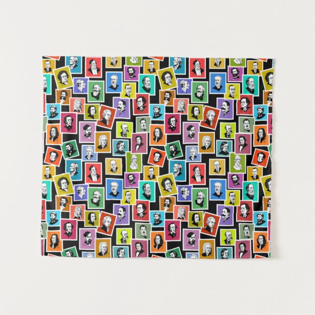 Tapiz Patrón con retratos de los compositores más grande (Anverso (horizontal))