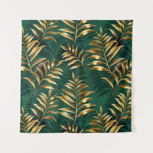 Tapiz Patrón continuo con helechos dorados (Anverso (horizontal))