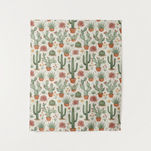 Tapiz Patrón continuo de cactus del desierto suculento