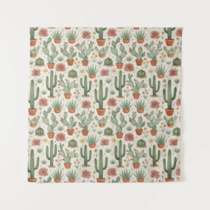 Tapiz Patrón continuo de cactus suculentos del desierto