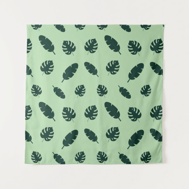 Tapiz Patrón continuo de hojas de Monstera y palmeras tr (Anverso)
