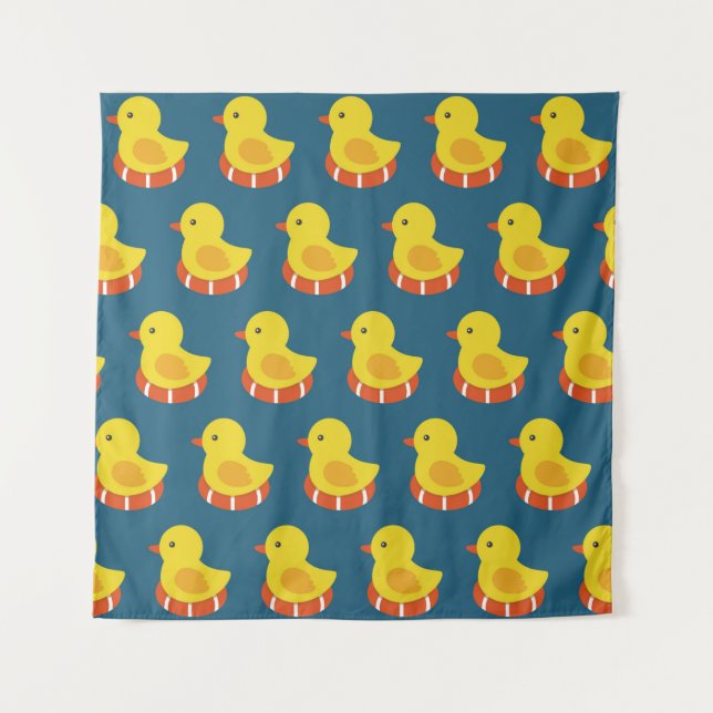 Tapiz patrón continuo de pato de goma amarillo. Ilustrac (Anverso)
