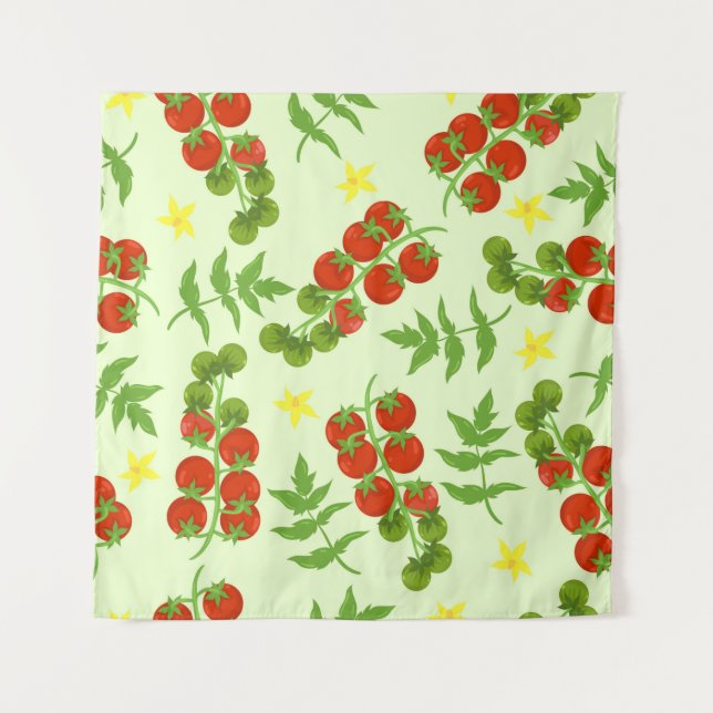 Tapiz Patrón continuo de tomate. Estampado vegetal. Vint (Anverso)