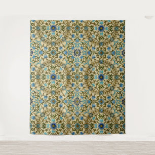 Tapiz Patrón continuo vintage azul de William Morris con