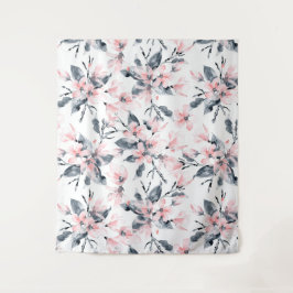 Tapiz Patrón de acuarela floral rosa y gris