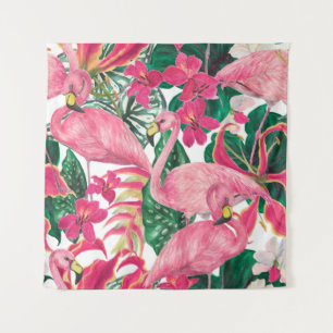 Tapiz Patrón de acuarela sin fisuras con flamingo