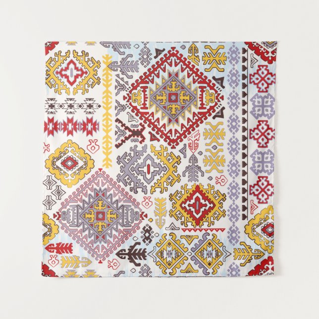 Tapiz Patrón de adorno paisley de alfombras indias. Mand (Anverso)