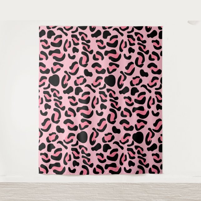 Tapiz Patrón de animal de leopardo rosa moderno (Anverso)