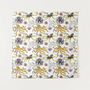 Tapiz Patrón de animales acuáticos   vida submarina en l