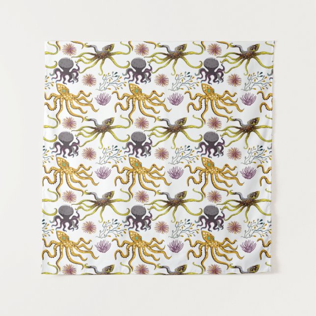 Tapiz Patrón de animales acuáticos | vida submarina en l (Anverso)