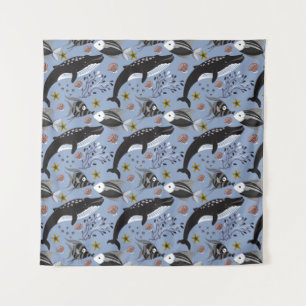 Tapiz Patrón de animales acuáticos   vida submarina en l