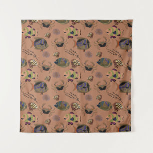 Tapiz Patrón de animales acuáticos   vida submarina en l