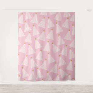 Tapiz Patrón de árbol de Navidad rosa