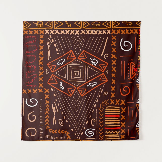 Tapiz Patrón de arte aborigen africano sin problemas (Anverso)