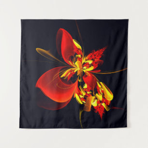 Tapiz Patrón de arte abstracto moderno floral amarillo r