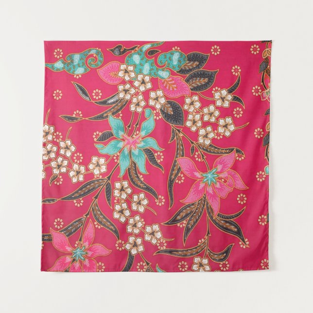 Tapiz Patrón de arte batik indonesio malasio (Anverso)