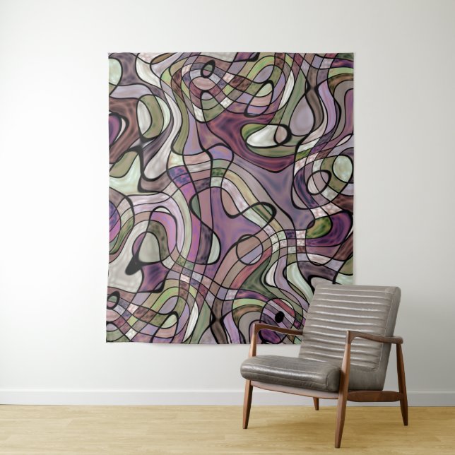 Tapiz Patrón de arte del Mosaico Negro violeta violeta m (In situ)
