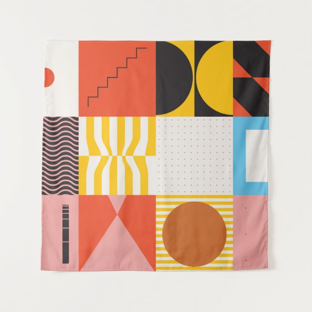 Tapiz Patrón de arte neo-modernista hecho con abstracto  (Anverso)