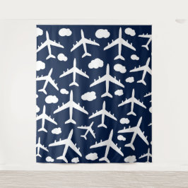 Tapiz Patrón de aviones de vuelo azul