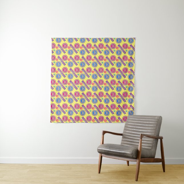 Tapiz Patrón de Bitcoin colorido (In situ)