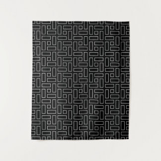 Tapiz Patrón de bloques lineales en blanco y negro - neg