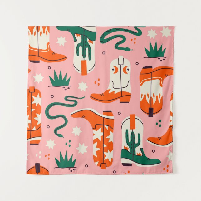 Tapiz Patrón de botas de vaquero variado (Anverso)