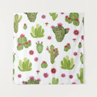 Tapiz Patrón de cactus verde pintado a mano