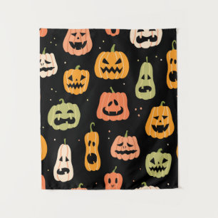 Tapiz Patrón de calabaza sin fisuras de Halloween. Mano
