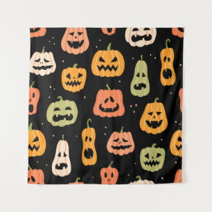 Tapiz Patrón de calabaza sin fisuras de Halloween. Mano