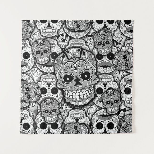 Tapiz Patrón de calaveras azucareras (Anverso)