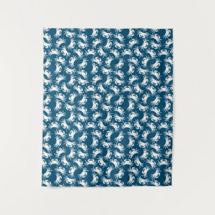 Tapiz Patrón de cangrejo sin foco blanco y azul