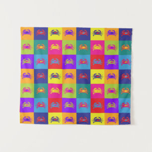 Tapiz Patrón de cangrejos de arte pop colorido