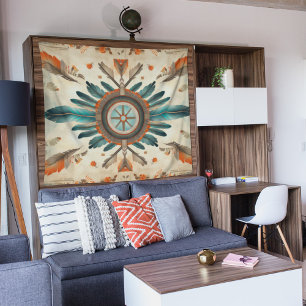 Tapiz Patrón de Catcher de Sueños Retro de Feather Nativ