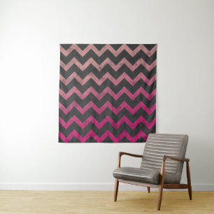 Tapiz Patrón de chevron de magenta rosa rojo ombre gris 