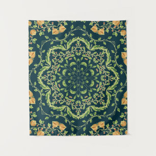 Tapiz Patrón de círculo floral con flores, ramas, hojas