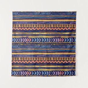 Tapiz Patrón de color de agua tribal étnico oscuro