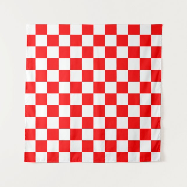 Tapiz Patrón de comprobación de blanco rojo (Anverso)
