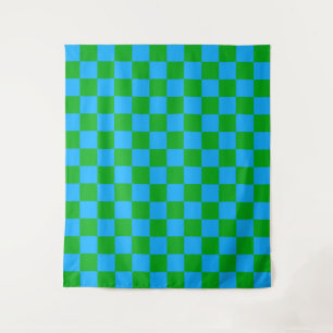 Tapiz Patrón de comprobación verde azul