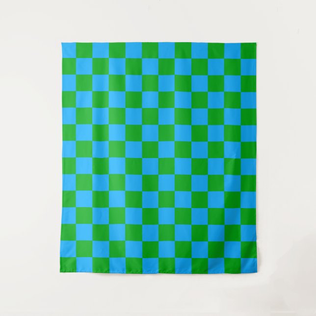 Tapiz Patrón de comprobación verde azul (Anverso)