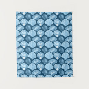 Tapiz Patrón de conchas de playa azul