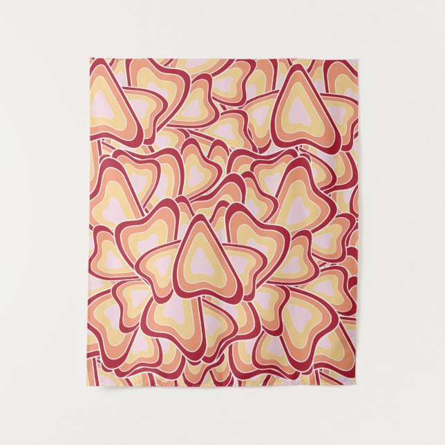 Tapiz Patrón de corazones geométricos abstractos (Anverso)