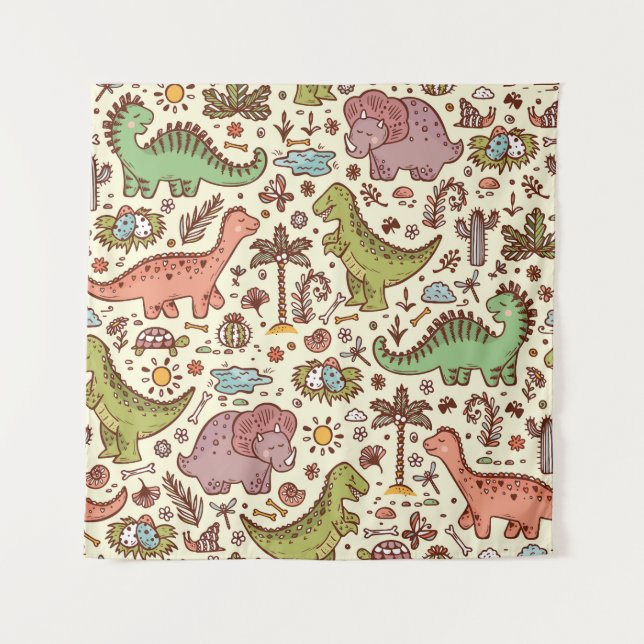 Tapiz Patrón de cosecha de dinosaurio Personalizado (Anverso)