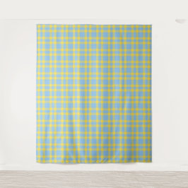 Tapiz Patrón de Cuadros Azul Amarillo