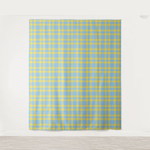 Tapiz Patrón de Cuadros Azul Amarillo