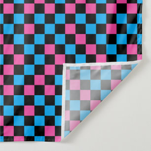 Tapiz Patrón de cuadros azul rosa y negro