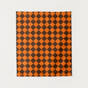 Tapiz Patrón de cuadros de diamante naranja marrón
